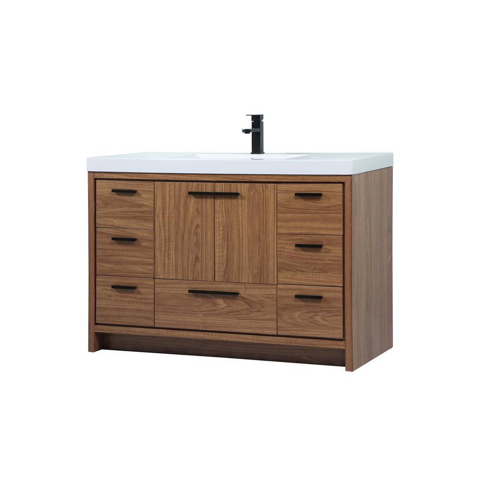 48 inch Single bathroom vanity in walnut brown. Picture 7