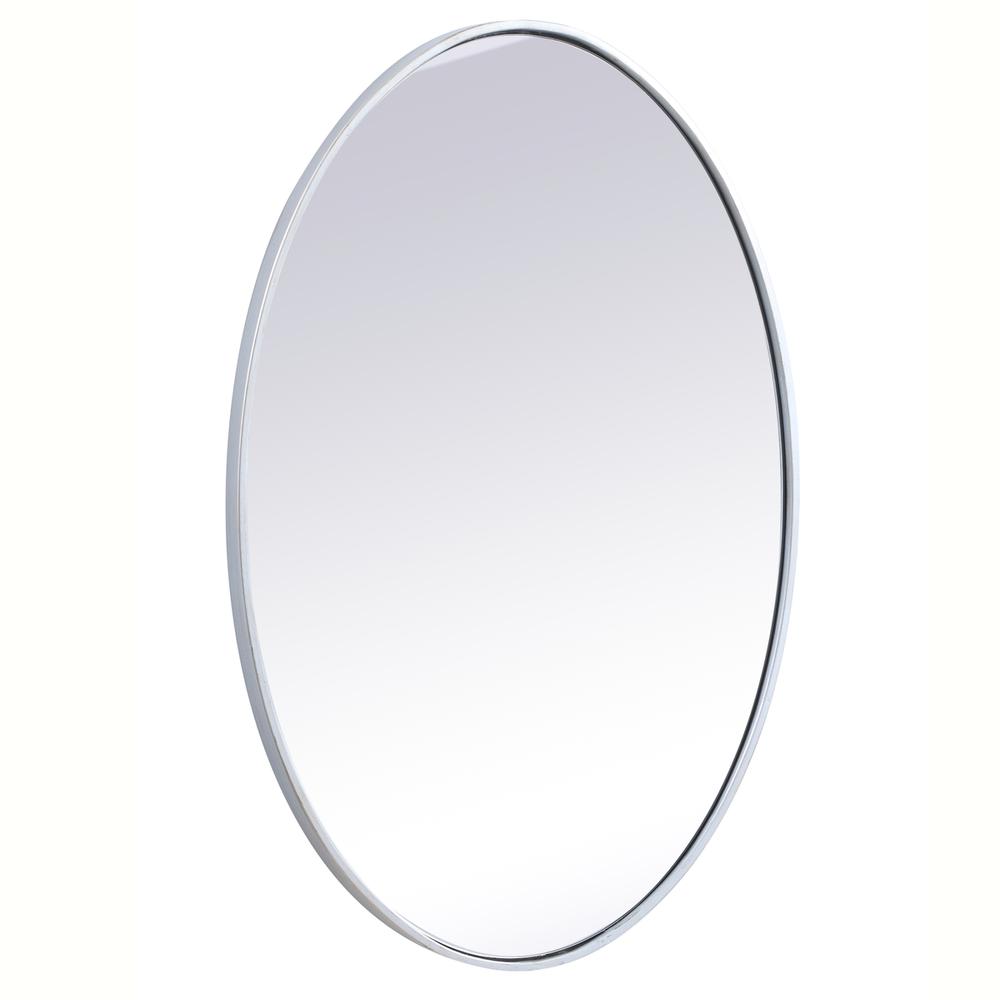 Metal frame oval mirror 34 inch in silver. Picture 4