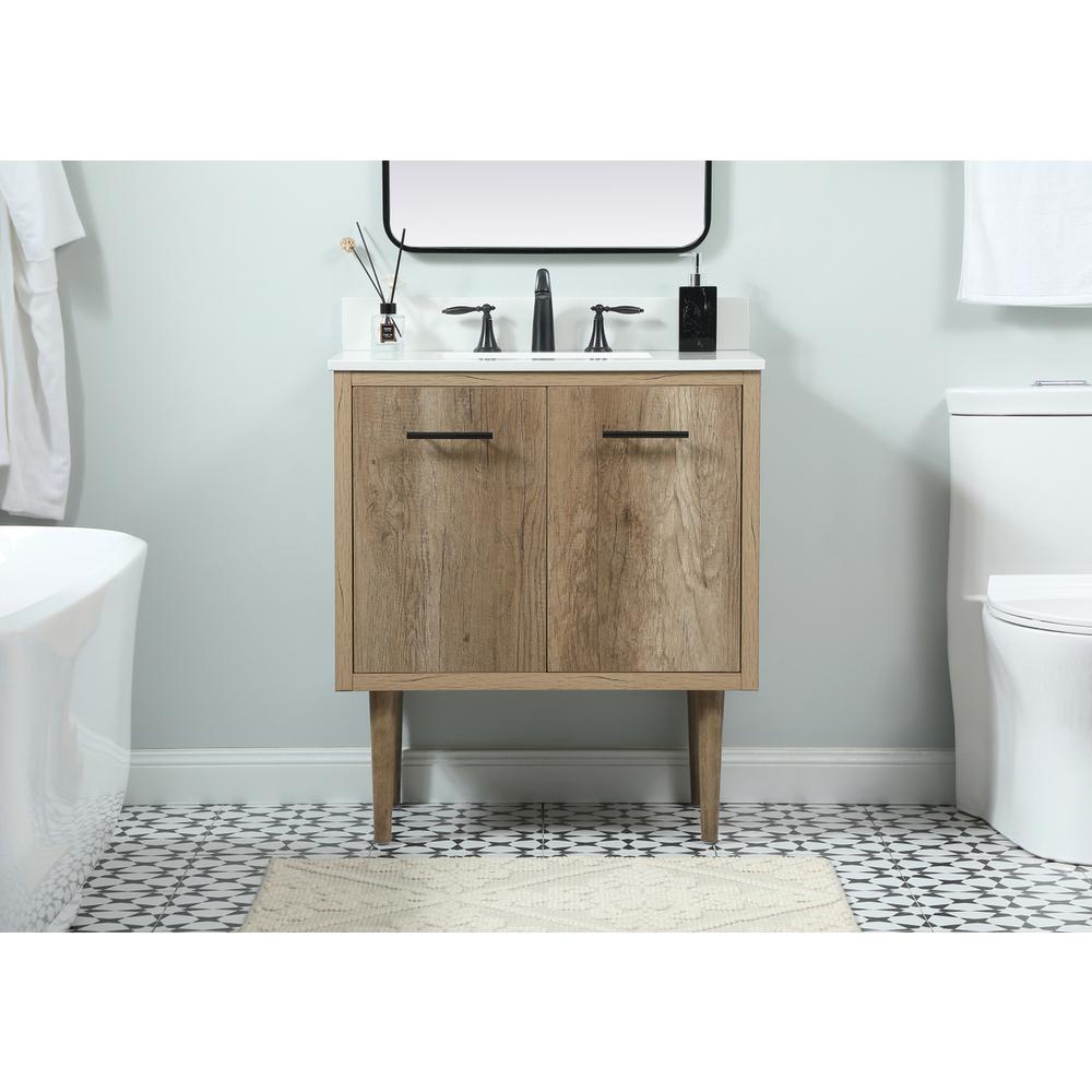 30 inch Single bathroom vanity in natural oak with backsplash. Picture 14