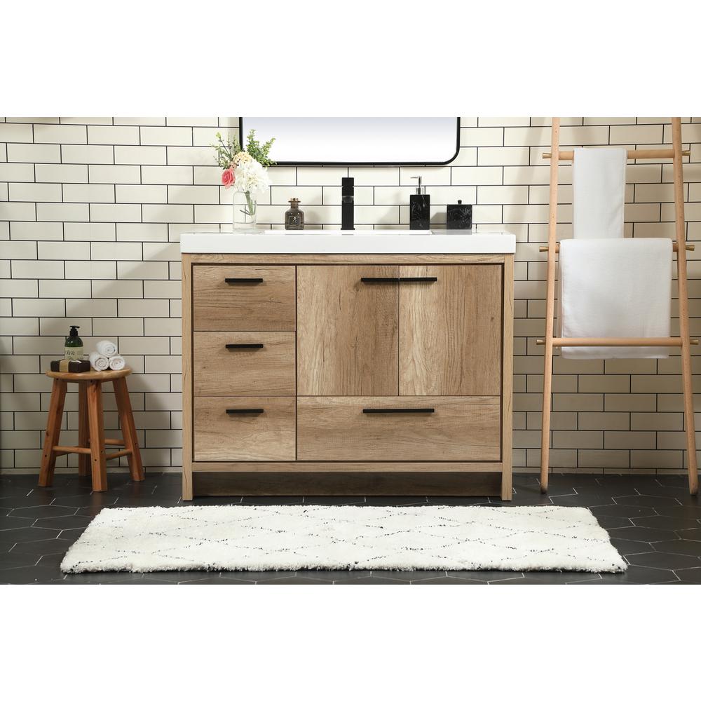 42 inch Single bathroom vanity in natural oak. Picture 14