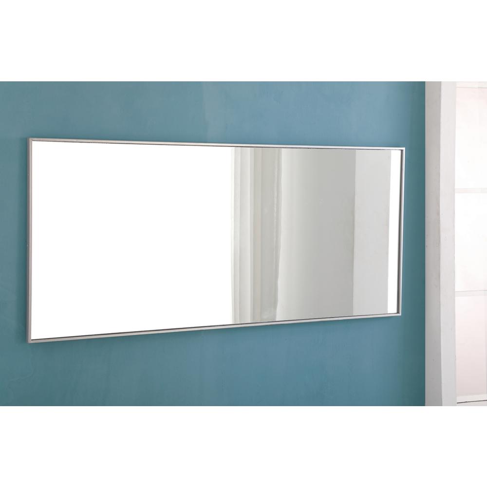 Metal frame Rectangle Mirror 30 inch Silver. Picture 6