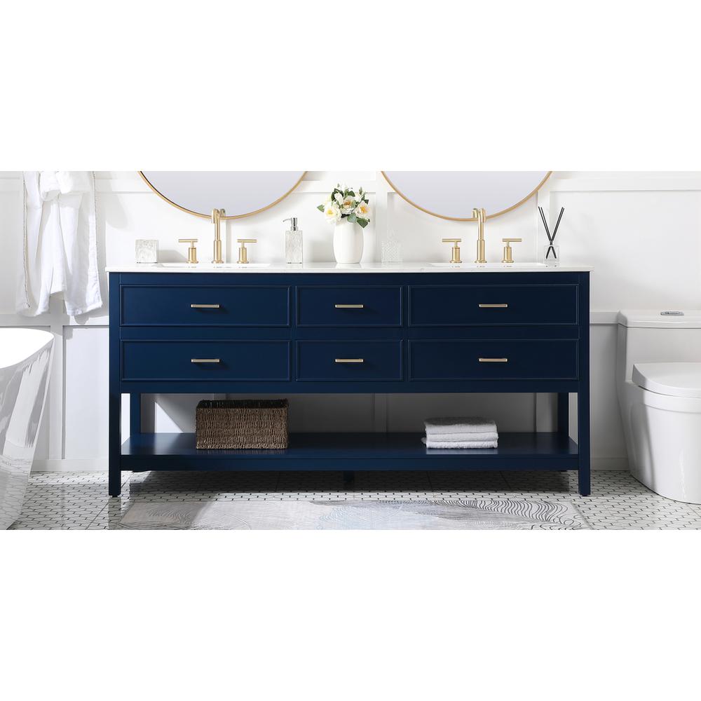 72 inch double bathroom vanity in blue. Picture 14