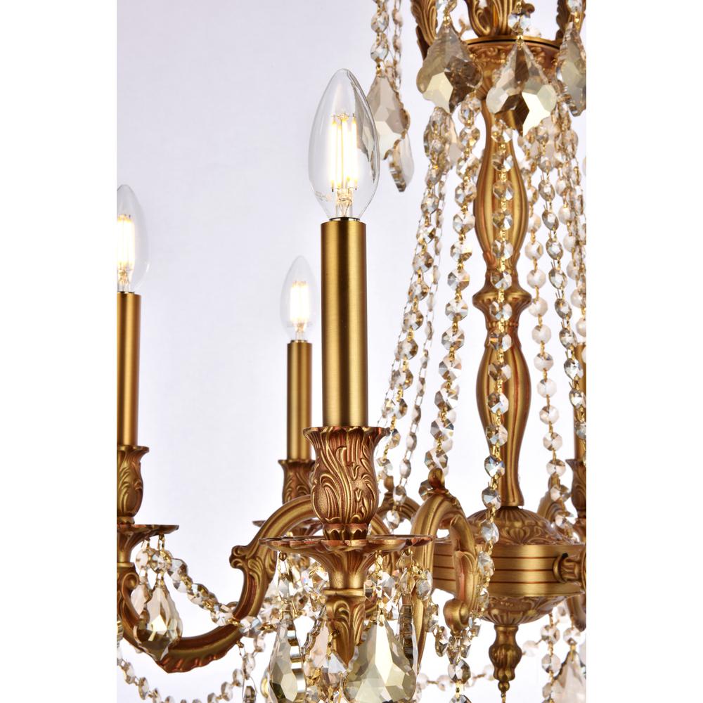 Rosalia 6 light French Gold Chandelier Golden Teak (Smoky) Royal Cut Crystal. Picture 4