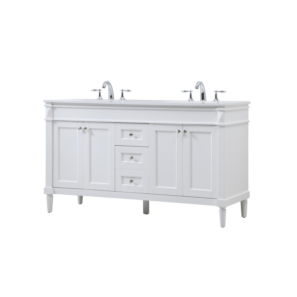 60 inch double bathroom vanity in white. Picture 7