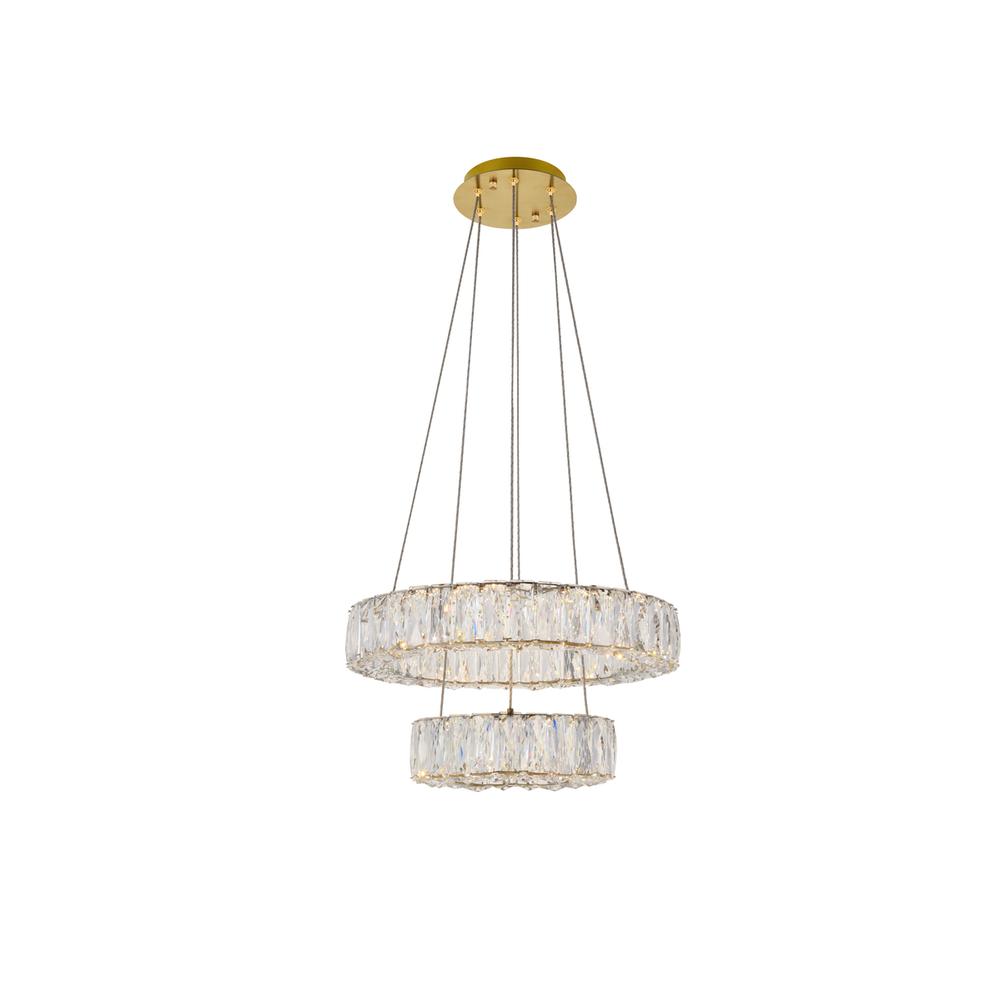 Monroe Integrated LED chip light gold Pendant Clear Royal Cut Crystal. Picture 2