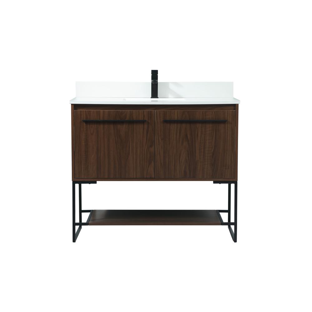 40 inch Single bathroom vanity in walnut with backsplash. Picture 1