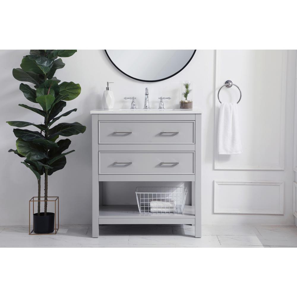 30 inch Single Bathroom Vanity in Grey. Picture 14