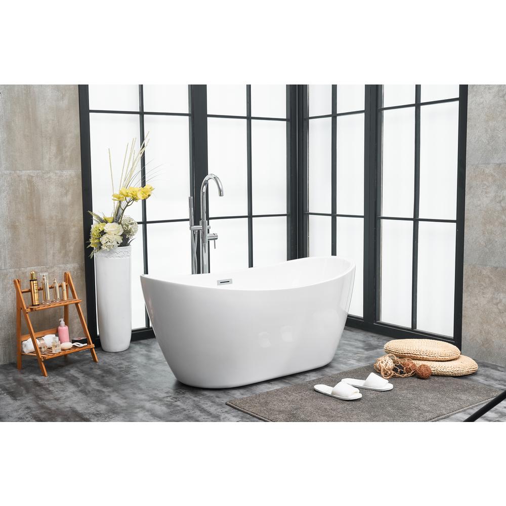 54 inch soaking double slipper bathtub in glossy white. Picture 2
