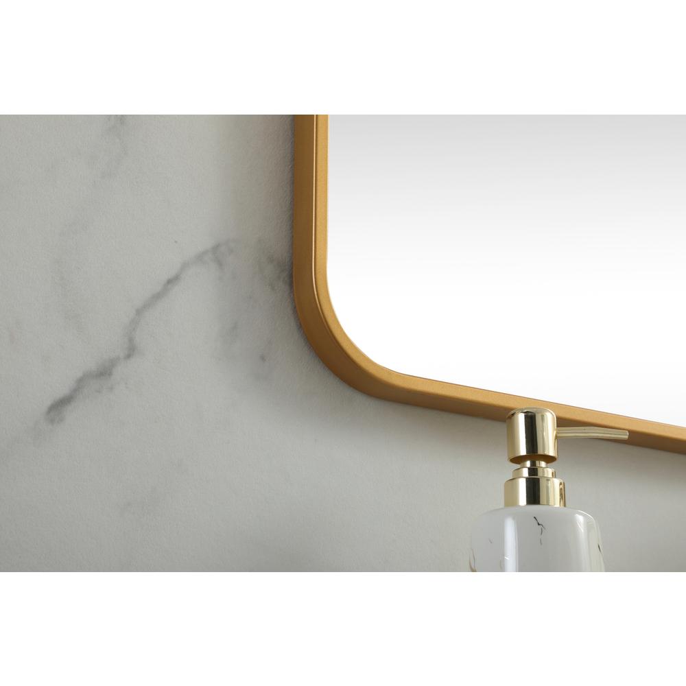 Soft corner metal square mirror 30x30 inch in Brass. Picture 6