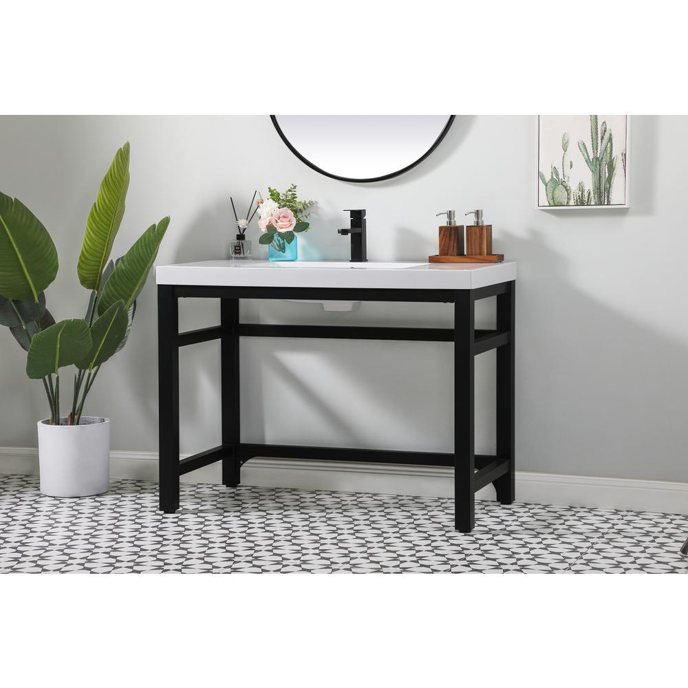 42 inch ADA compliant Single bathroom metal vanity in black. Picture 2