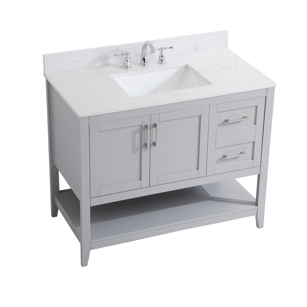 42 inch Single Bathroom Vanity in Grey with Backsplash. Picture 9