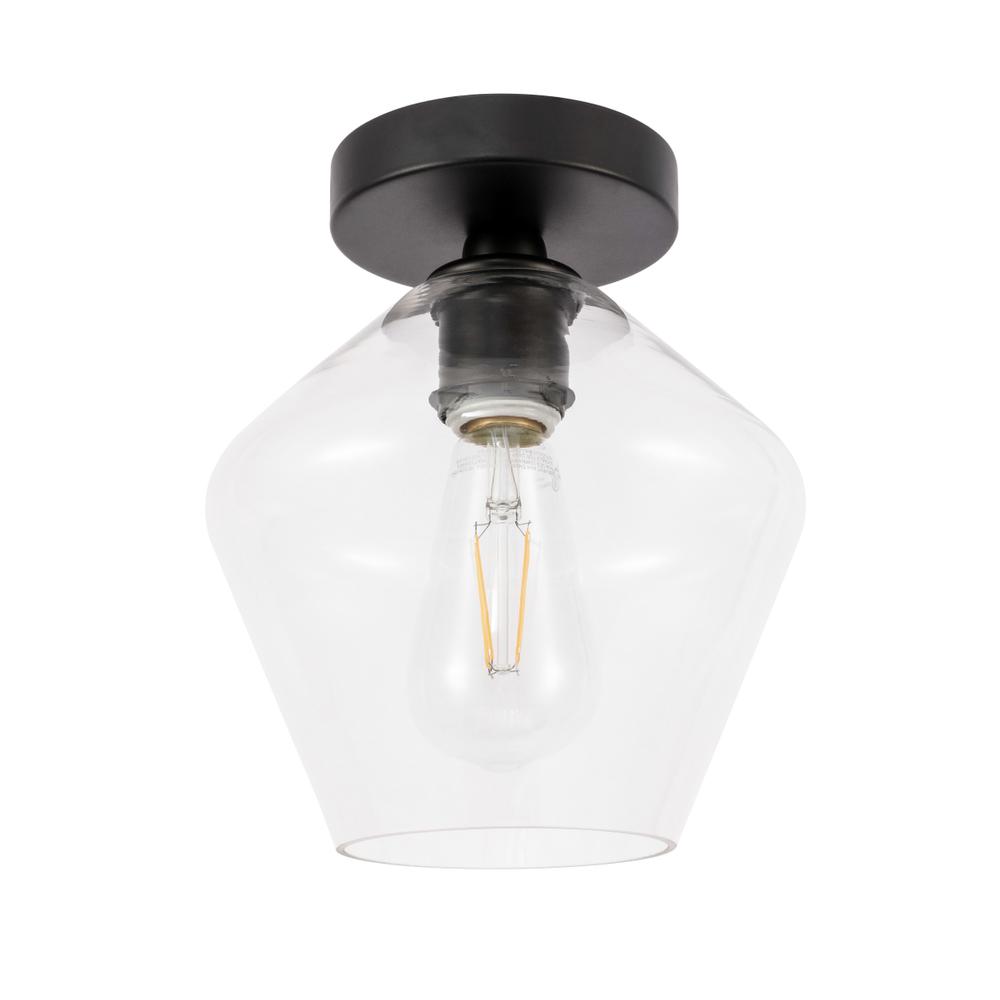 Gene 1 light Black and Clear glass Flush mount. Picture 6