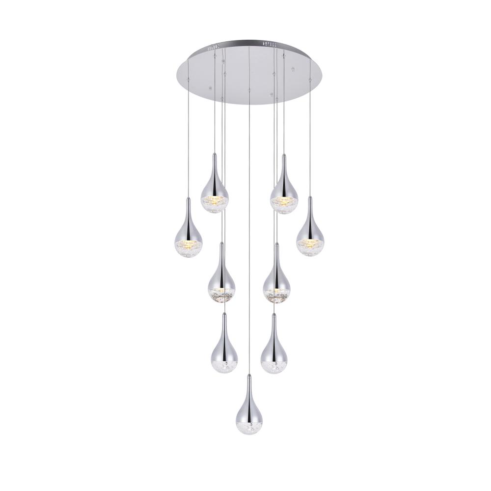 Amherst Collection LED 9-light chandelier 24in x 9in chrome finish. Picture 2