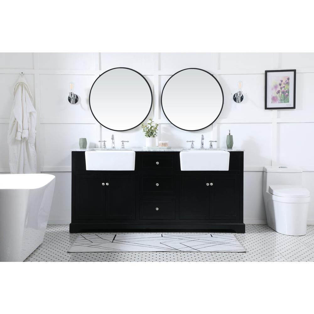 72 inch double bathroom vanity in black. Picture 4