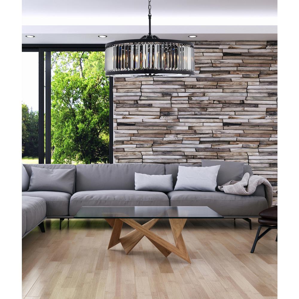 Chelsea 10 light Matte Black Chandelier Silver Shade (Grey) Royal Cut Crystal. Picture 8