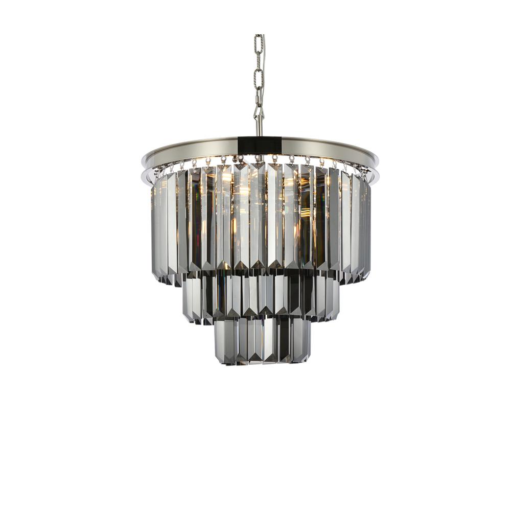 Sydney 9 light polished nickel Chandelier Silver Shade (Grey) Royal Cut Crystal. Picture 2