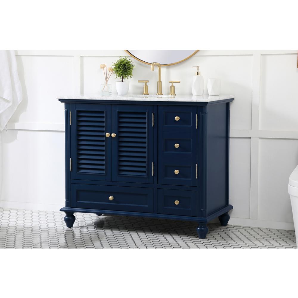 42 inch Single bathroom vanity in blue. Picture 2