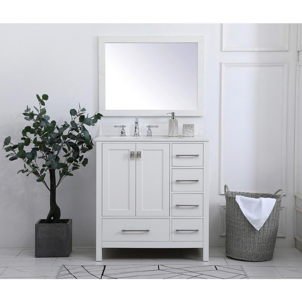 32 inch Single Bathroom Vanity in White with Backsplash. Picture 14