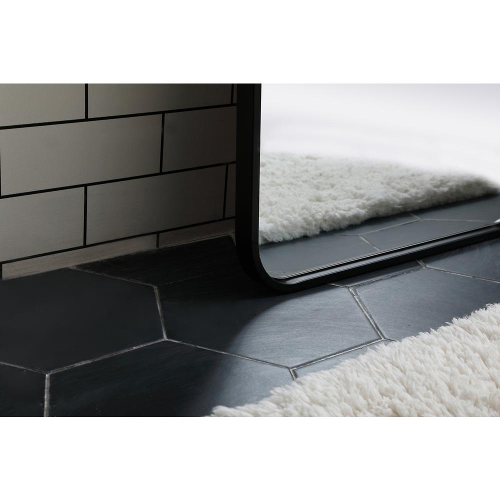 Soft corner metal rectangular mirror 18x60 inch in Black. Picture 4