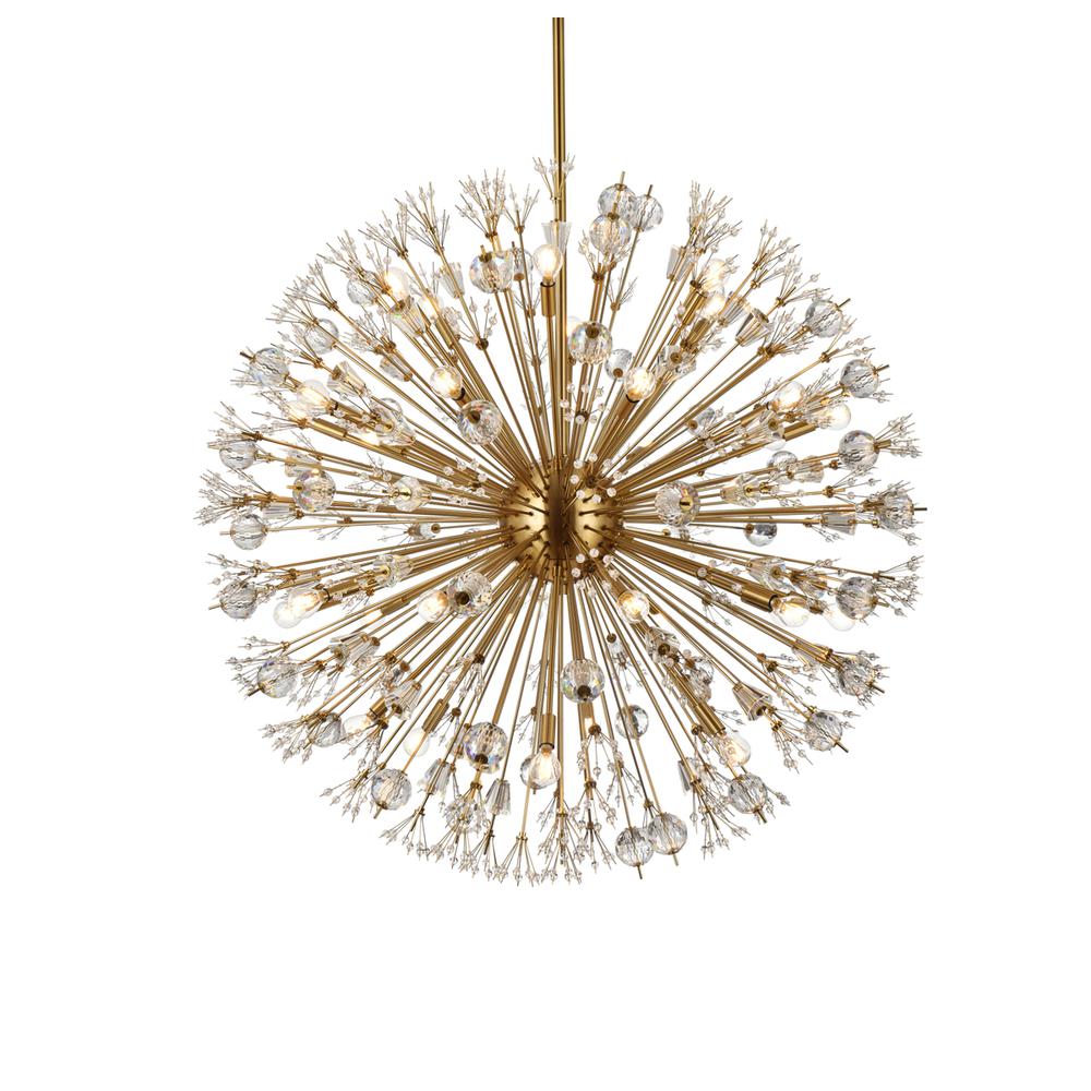 Vera 44 inch crystal starburst round pendant in gold. Picture 2