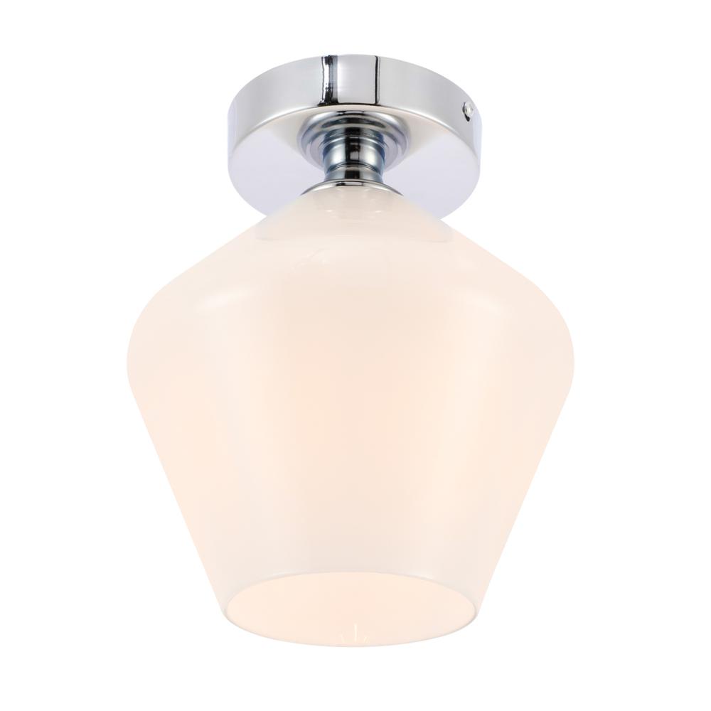Gene 1 light Chrome and Frosted white glass Flush mount. Picture 7