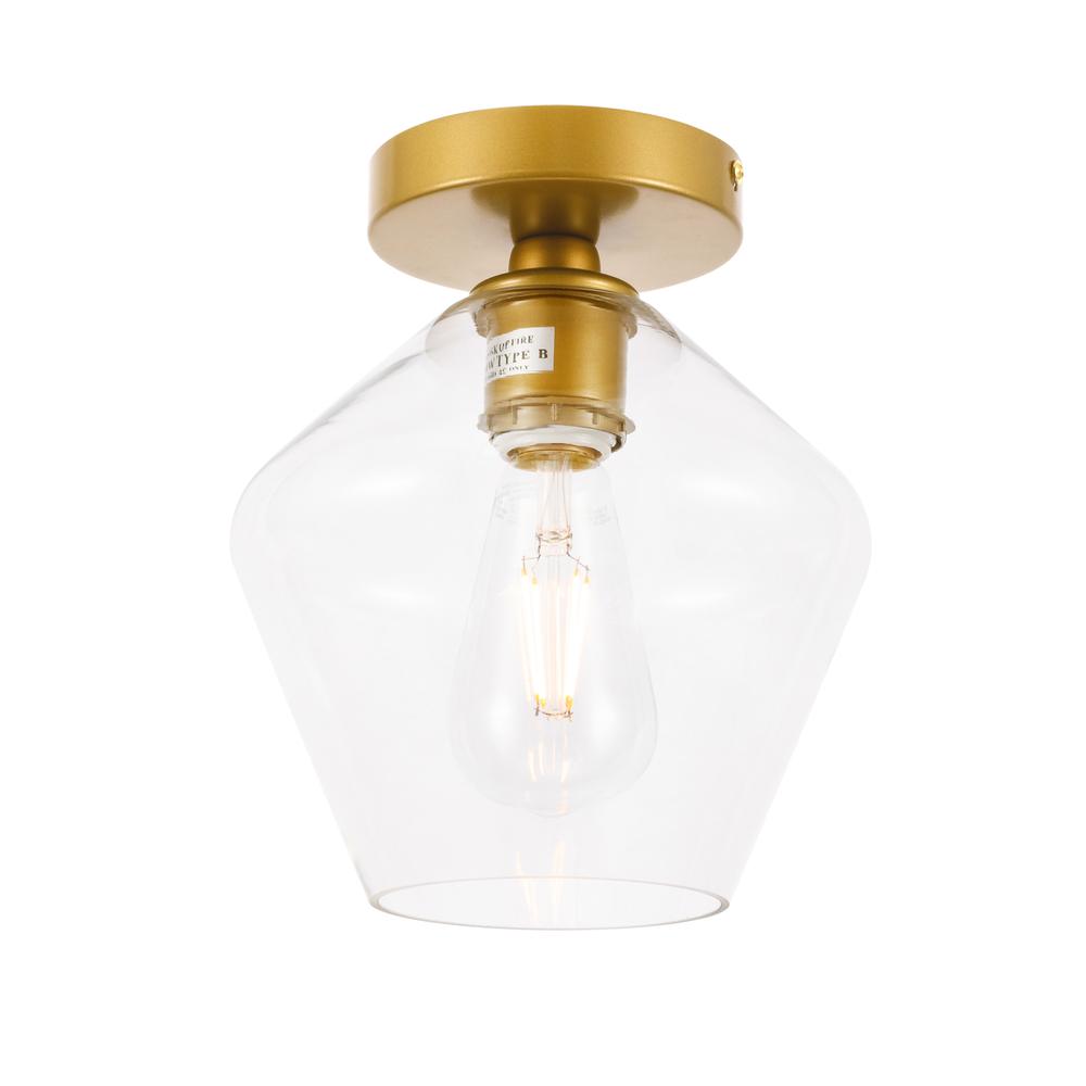 Gene 1 light Brass and Clear glass Flush mount. Picture 5