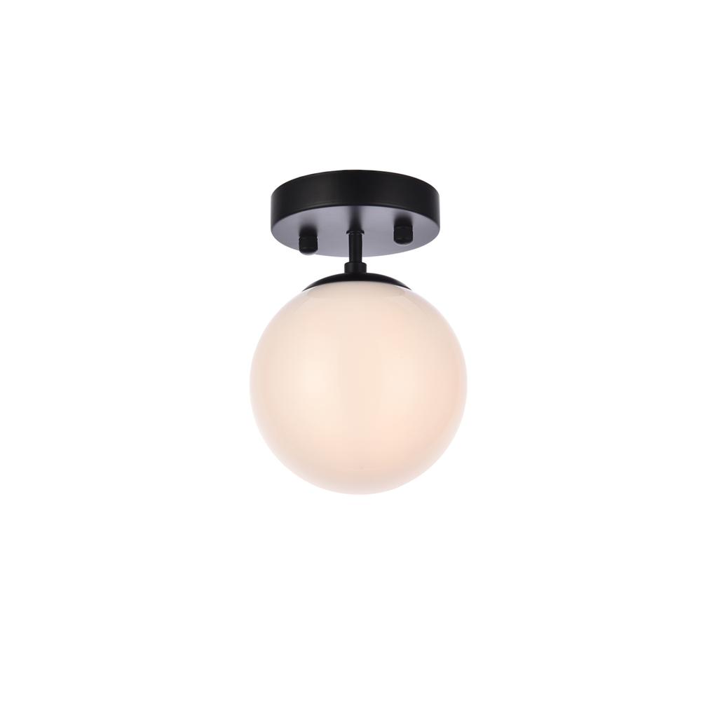 Mimi six inch dual flush mount and bath sconce in black with frosted glass. Picture 6