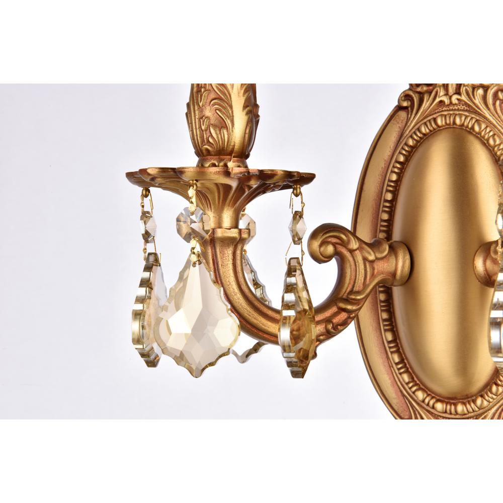 Rosalia 2 light French Gold Wall Sconce Golden Teak (Smoky) Royal Cut Crystal. Picture 5