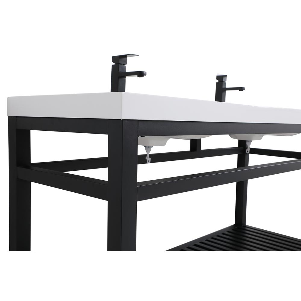 60 inch Double Bathroom Metal Vanity in Black. Picture 9