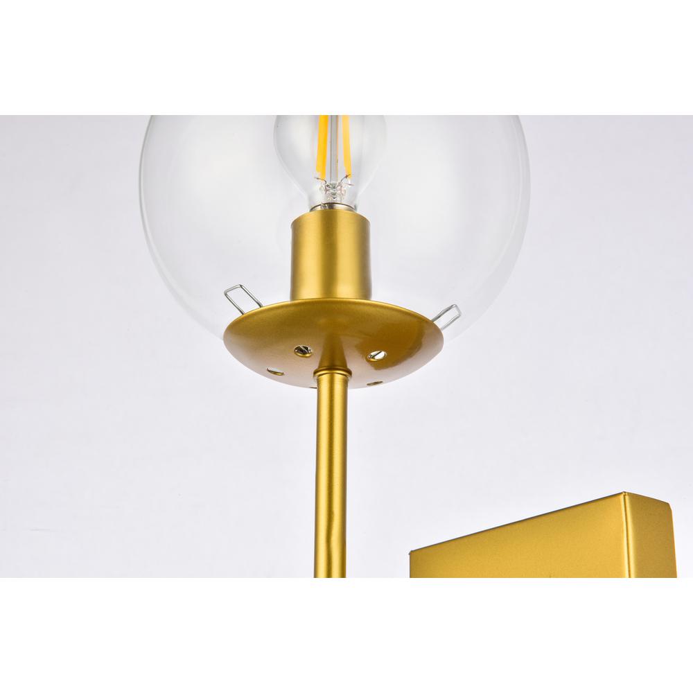 Neri 2 lights brass and clear glass wall sconce. Picture 4