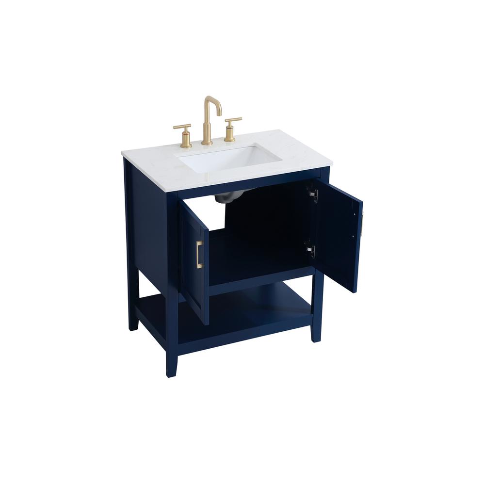 30 inch Single Bathroom Vanity in Blue. Picture 8