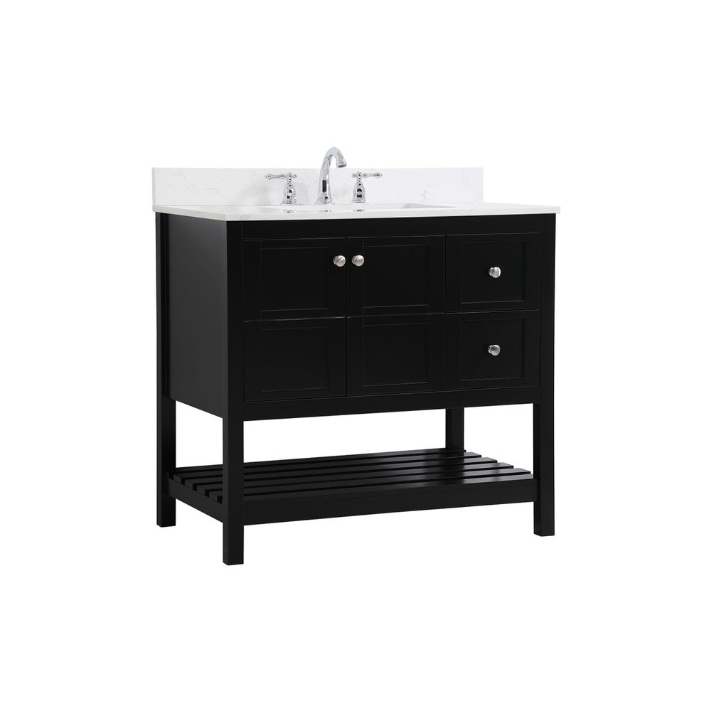 36 inch Single Bathroom Vanity in Black with Backsplash. Picture 7