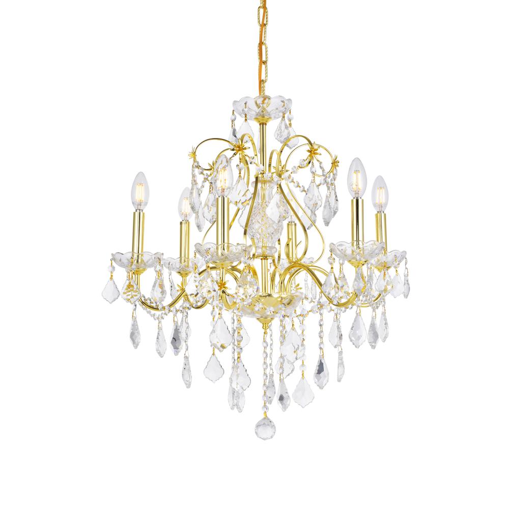 St. Francis 6 light Gold Chandelier Clear Royal Cut Crystal. Picture 7