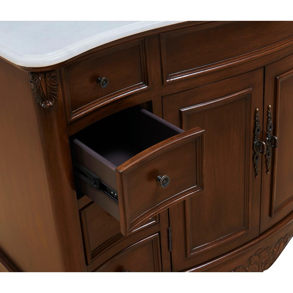 48 inch Single Bathroom vanity in Teak Color with ivory white engineered marble. Picture 6