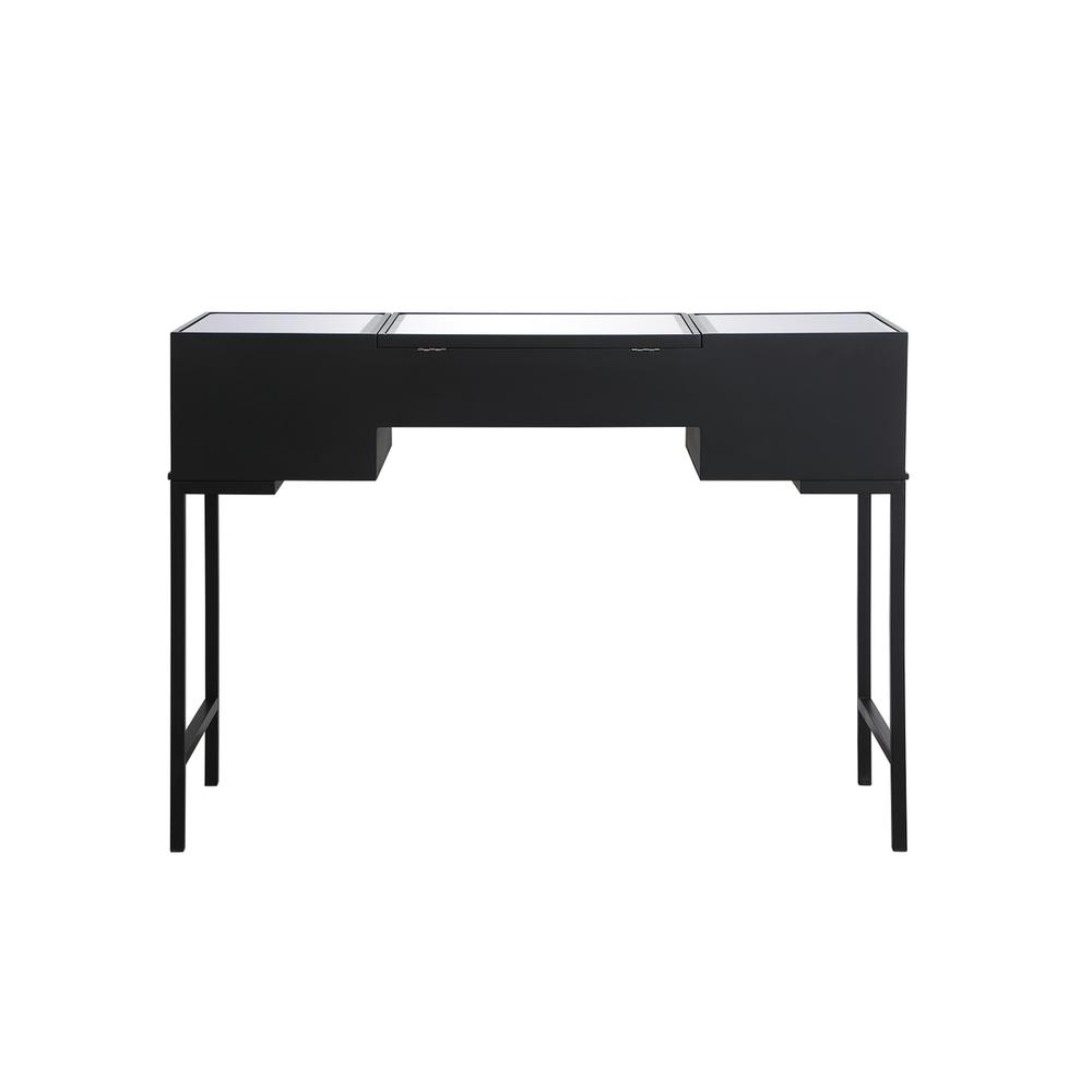 42 inch mirrored flip top vanity table in black. Picture 10