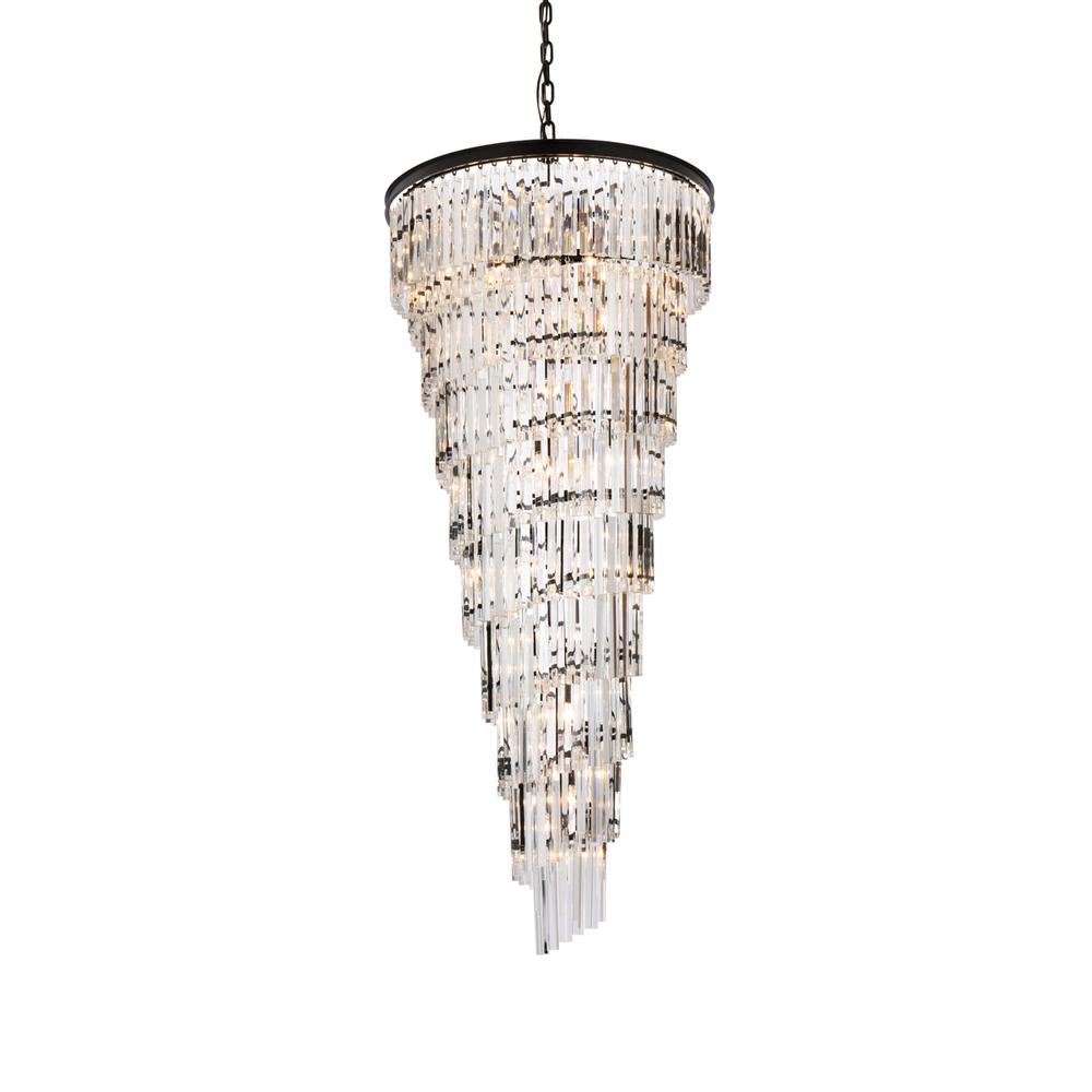 Sydney 30 inch spiral crystal chandelier in matte black. Picture 2