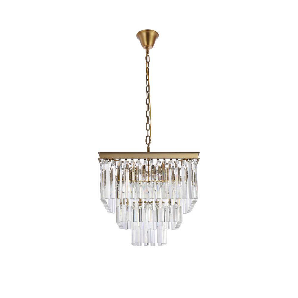 Sydney 21.5 inch square crystal chandelier in satin gold. Picture 6