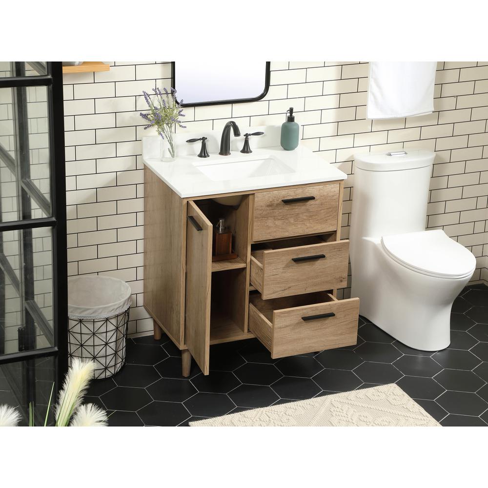 30 inch Single bathroom vanity in natural oak with backsplash. Picture 3