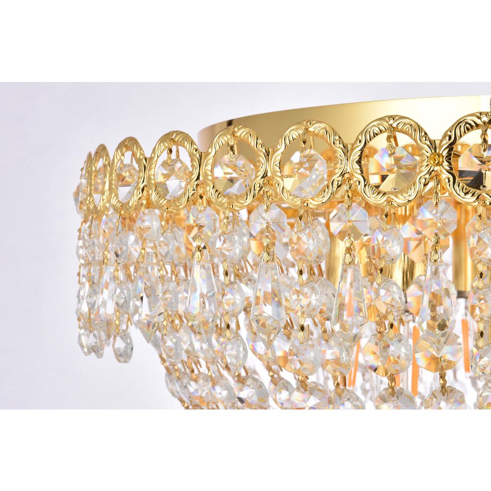 Century 6 light Gold Flush Mount Clear Royal Cut Crystal. Picture 5