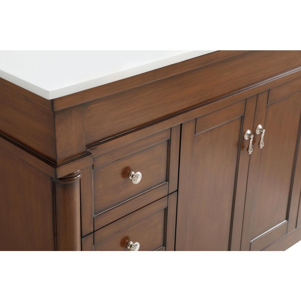 48 inch Single Bathroom vanity in Walnut with ivory white engineered marble. Picture 12