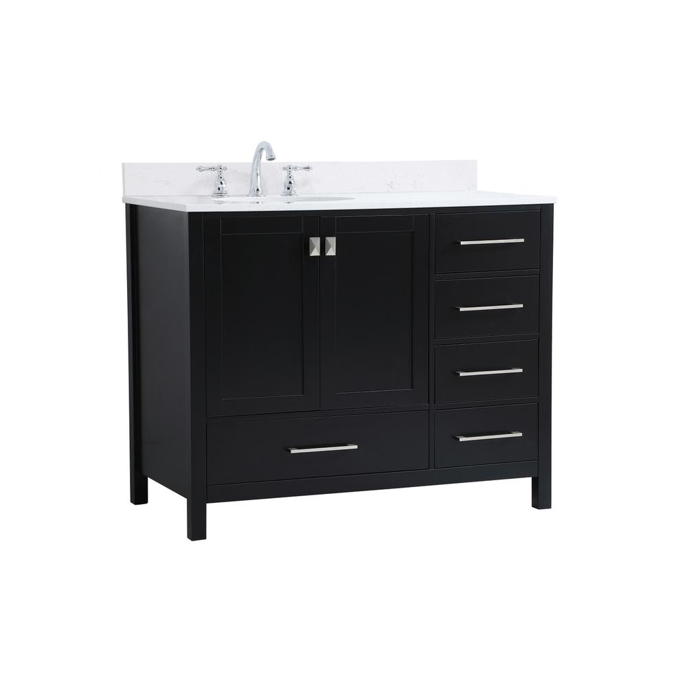 42 inch Single Bathroom Vanity in Black with Backsplash. Picture 7