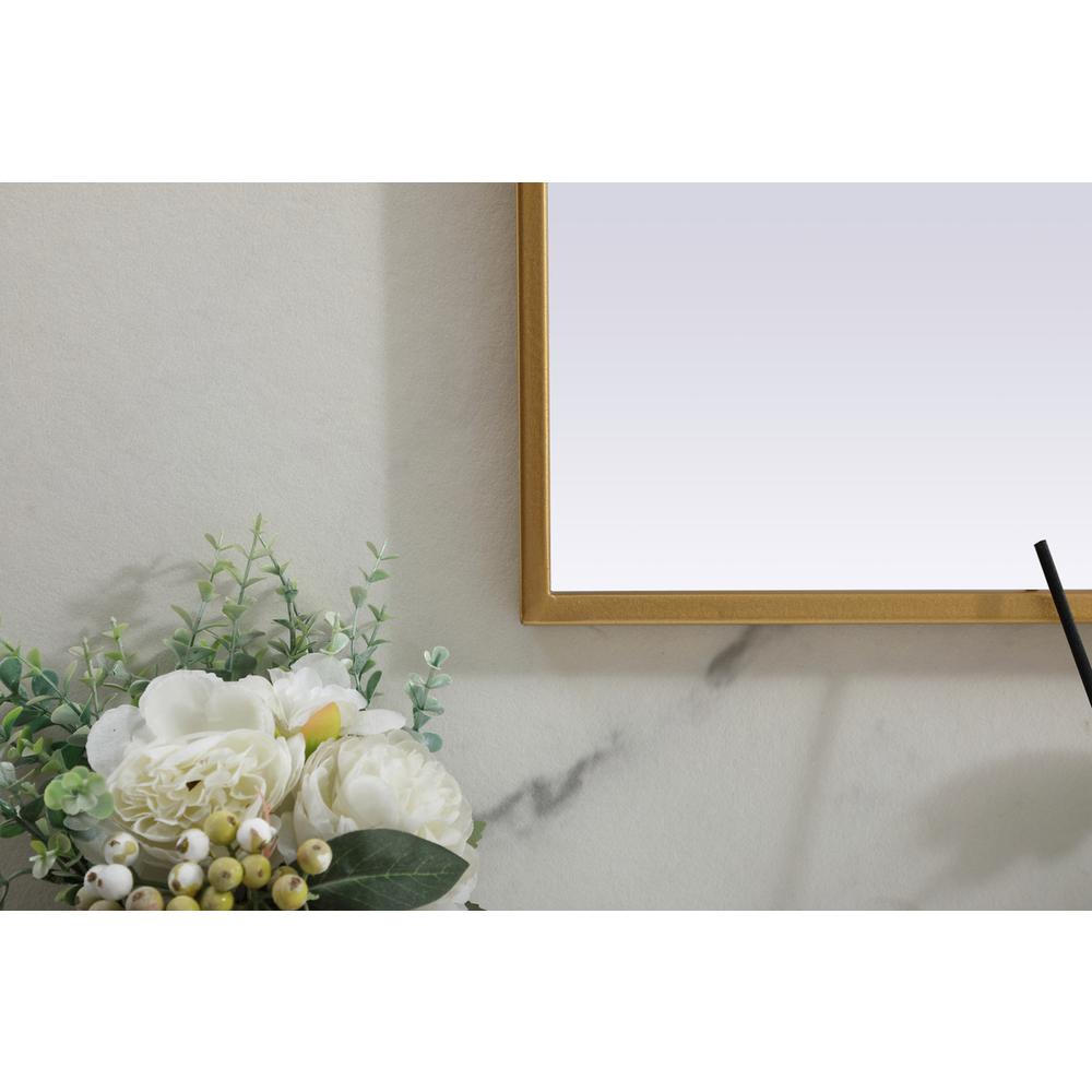 Metal Frame Arch Mirror 36x34 Inch in Brass. Picture 5