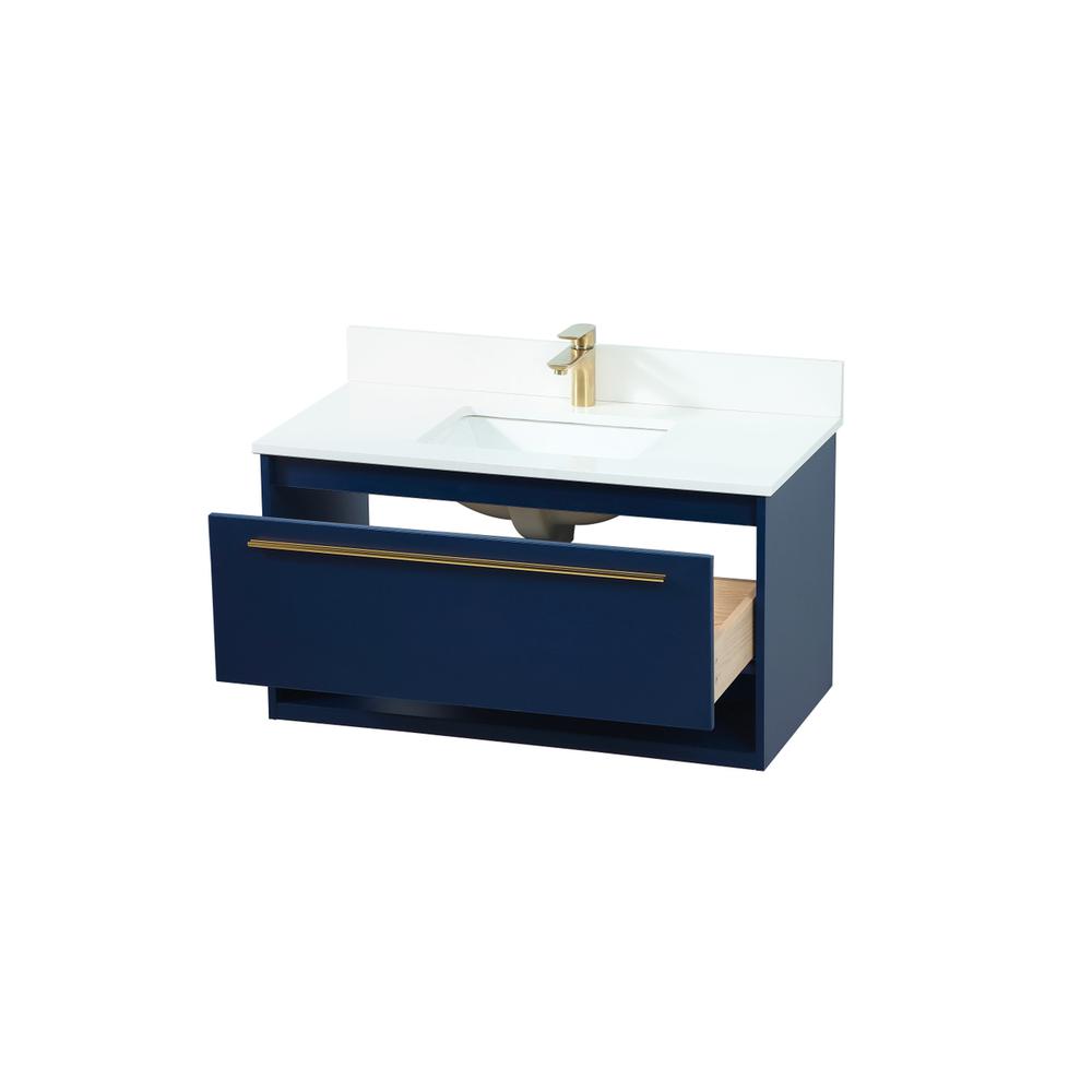 36 inch Single bathroom vanity in blue with backsplash. Picture 9