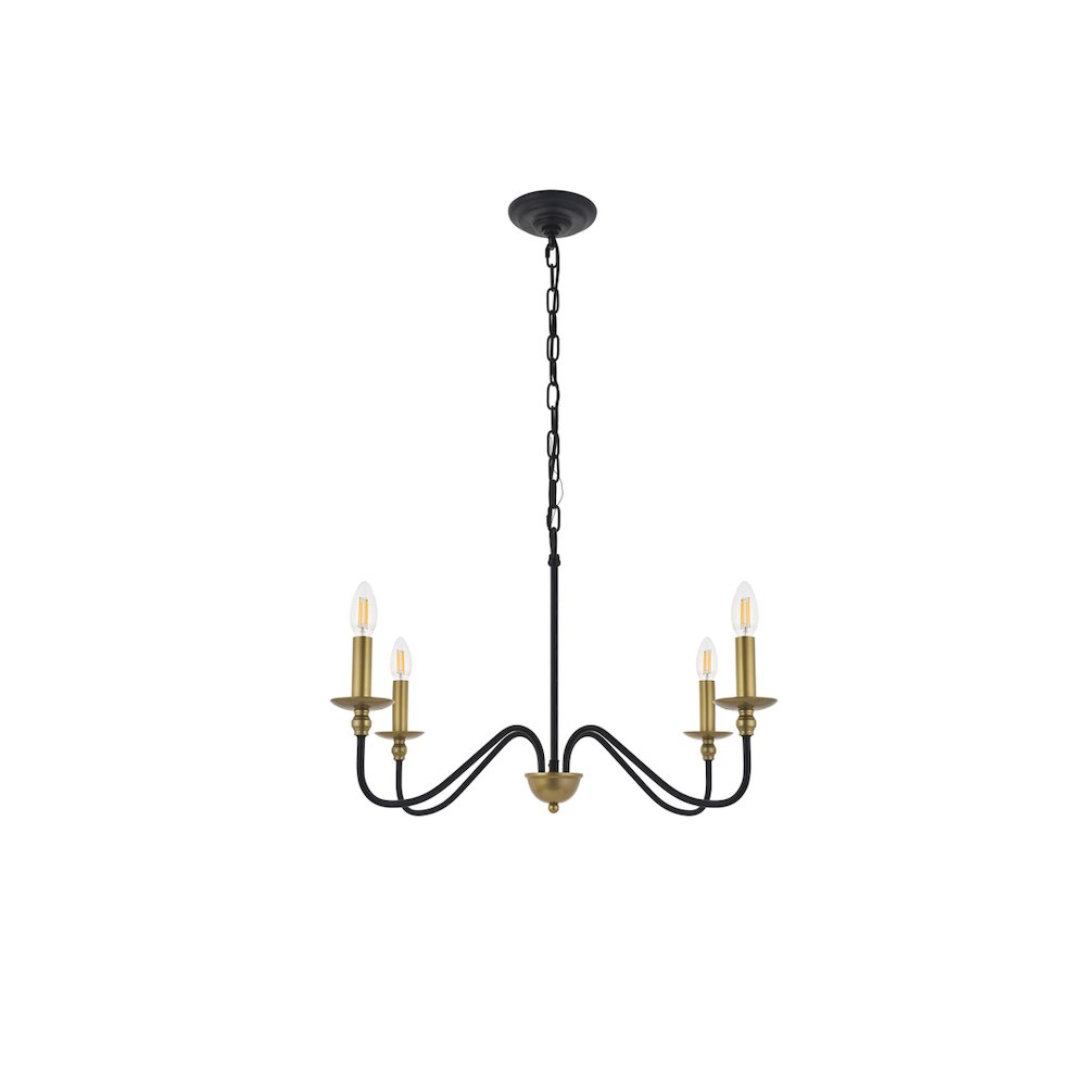 Rohan 4 Light Matte Black And Brass Pendant. Picture 8