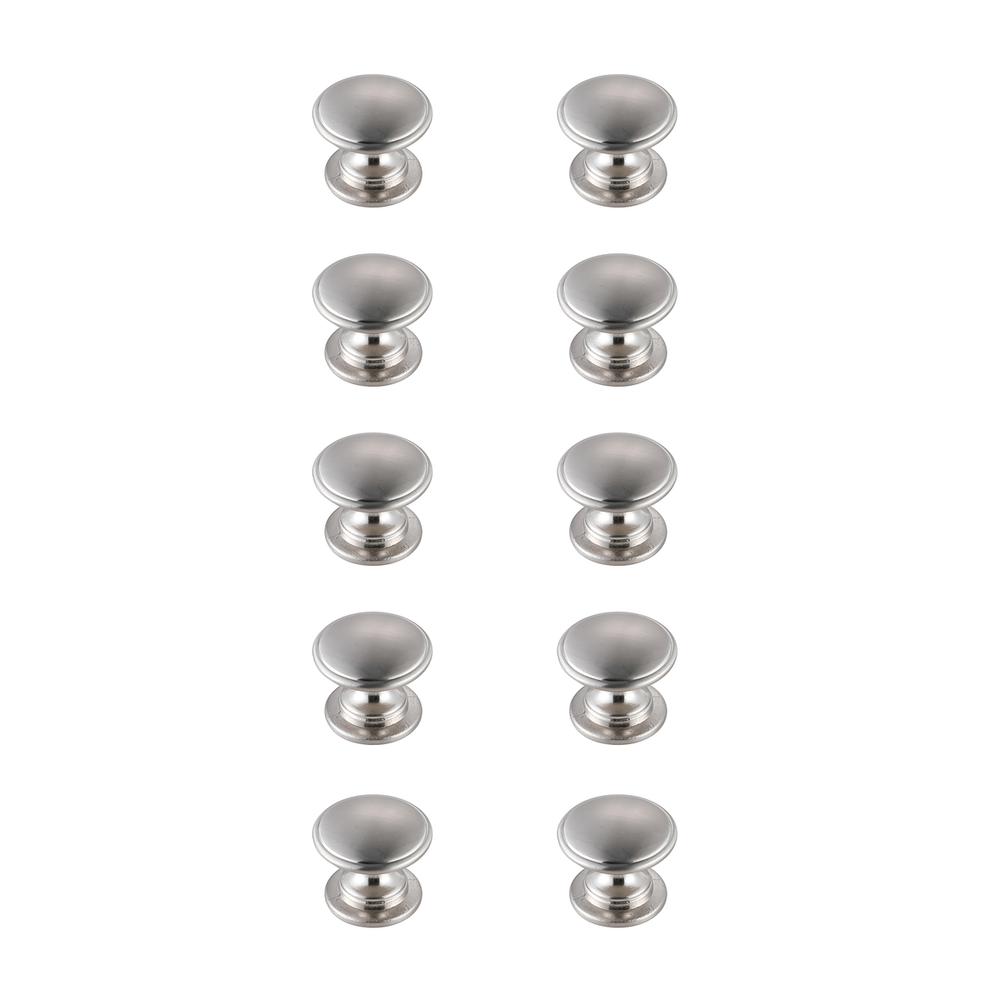 Kaid 1.2" Diameter Brushed Nickel Mushroom Knob Multipack (Set of 10). Picture 1