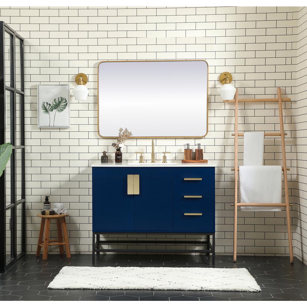 42 inch Single bathroom vanity in blue. Picture 4