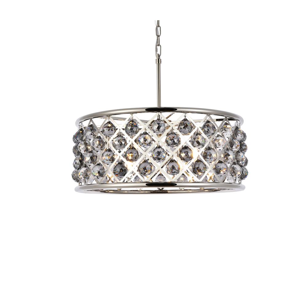 Madison 6 light polished Nickel Chandelier Silver Shade (Grey) Royal Cut Crystal. Picture 2