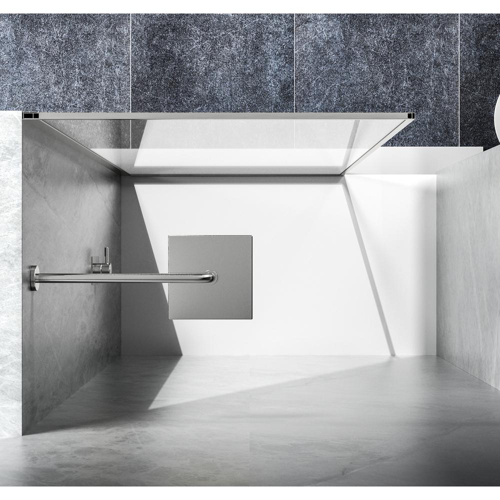 Fixed framed shower door 35 x 76 Brushed Nickel. Picture 4