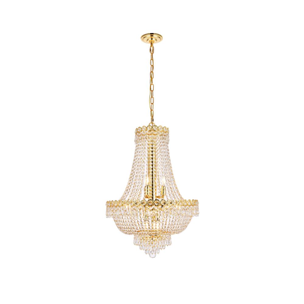 Century 12 light Gold Chandelier Clear Royal Cut Crystal. Picture 1
