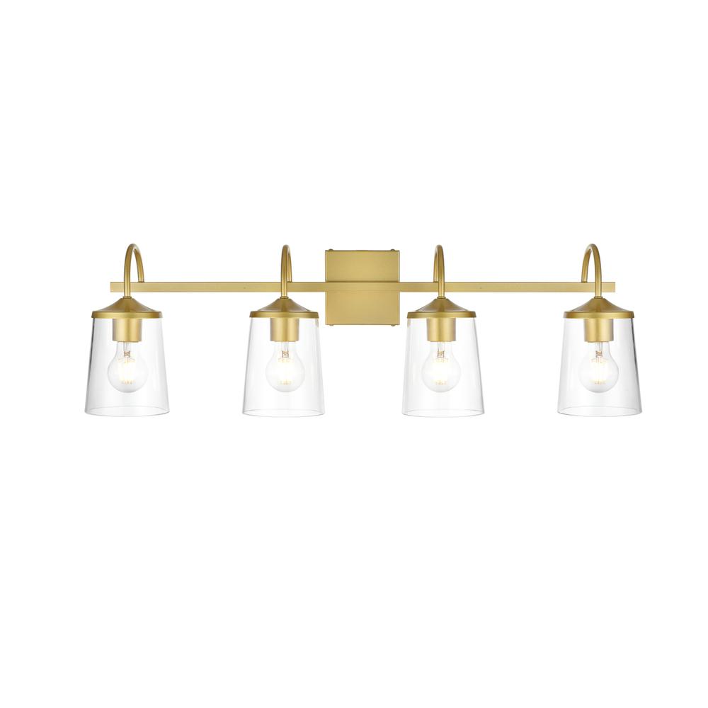 Avani 4 light Brass and Clear Bath Sconce. Picture 1
